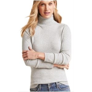 Garnet Hill Cashmere Turtleneck Sweater, grey Size Small